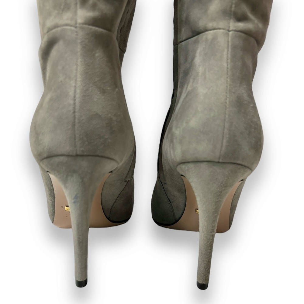 GUCCI Grey Suede Over The Calf Side Zip High Heel Boots - Picture 4 of 12